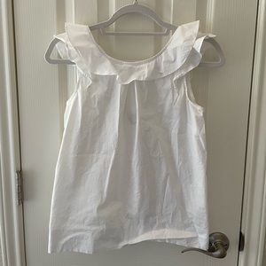 J crew white ruffle tank, fits like small